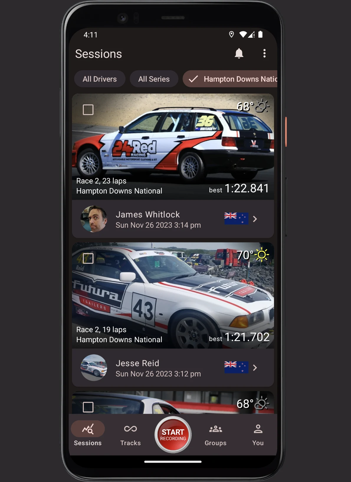 VRacer GPS Track Day Lap Timer screenshot